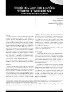 Percepção das Gestantes sobre a Assistência Prestada pelo Enfermeiro no Pré- Natal – Conselho Regional de Enfermagem do Ceará Percepção das Gestantes sobre a Assistência Prestada pelo Enfermeiro no Pré- Natal – Conselho Regional de Enfermagem do Ceará