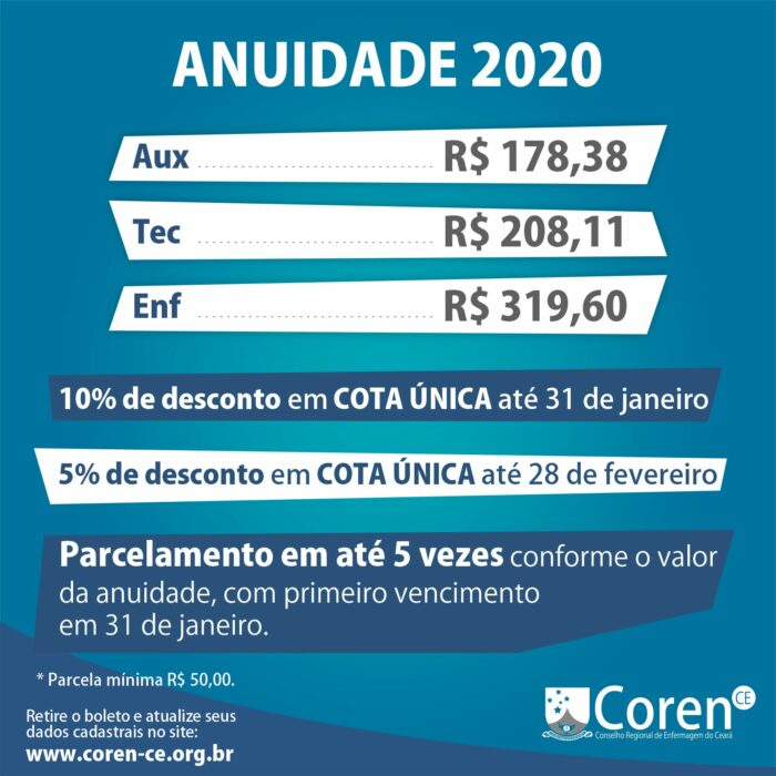 Anuidade e Tabela de Honorários – Conselho Regional de Enfermagem do Ceará